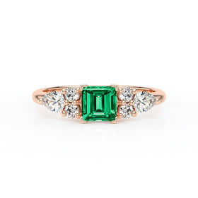 Solitaire accompagné émeraude diamant Divine Idylle - 26