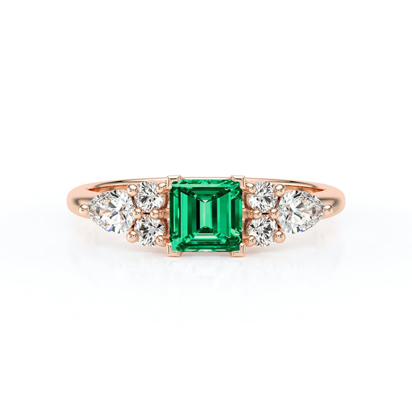 Solitaire accompagné émeraude diamant Divine Idylle - 26