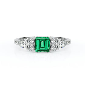 Solitaire accompagné émeraude diamant Divine Idylle - 26