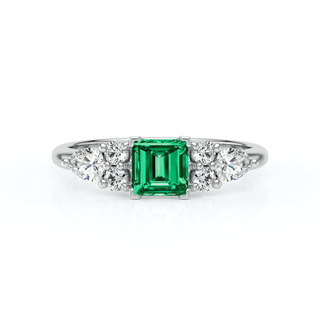 Solitaire accompagné émeraude diamant Divine Idylle - 26