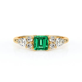 Solitaire accompagné émeraude diamant Divine Idylle - 26