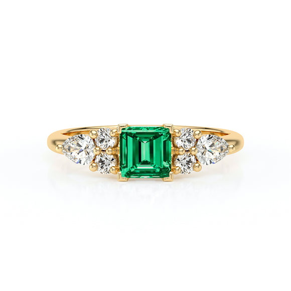 Solitaire accompagné émeraude diamant Divine Idylle - 26