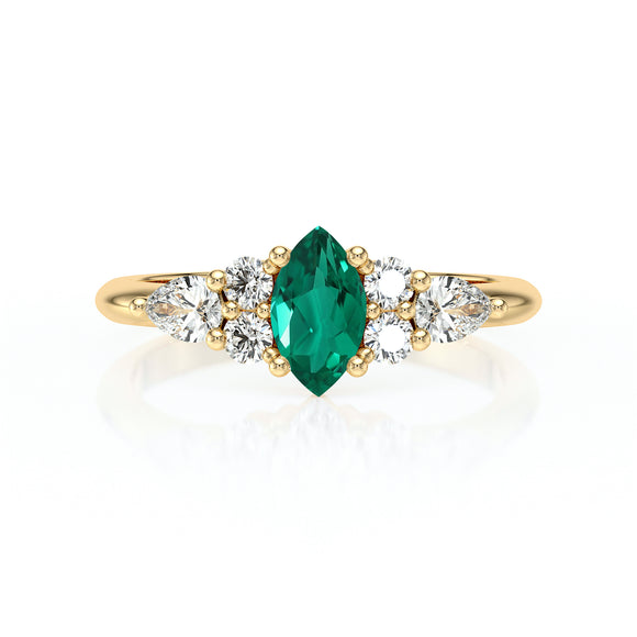 Solitaire accompagné émeraude diamant Divine Idylle - 9