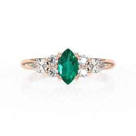 Solitaire accompagné émeraude diamant Divine Idylle - 9
