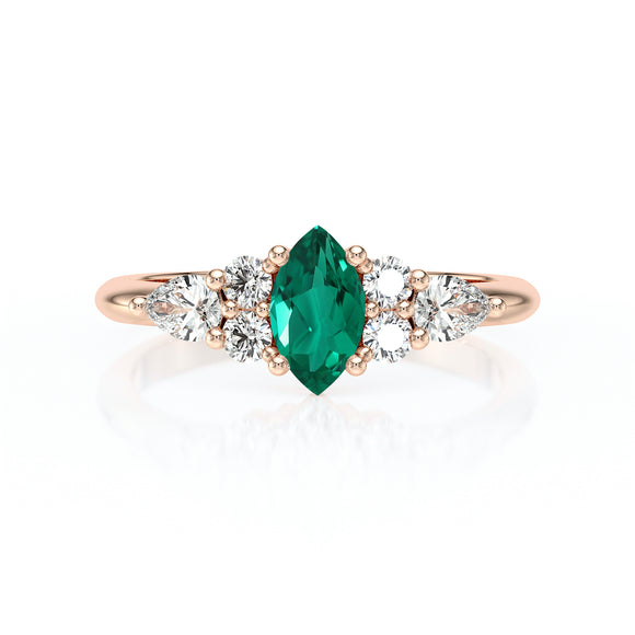 Solitaire accompagné émeraude diamant Divine Idylle - 9