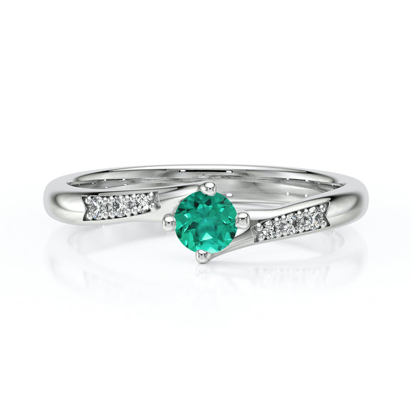 Solitaire accompagné émeraude et diamant Fou de toi - 1