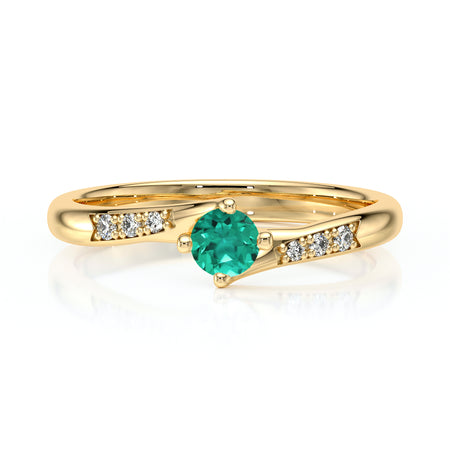 Solitaire accompagné émeraude et diamant Fou de toi - 1