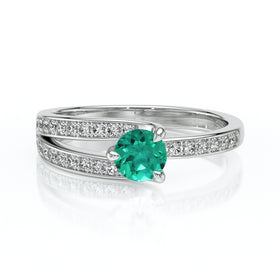 Solitaire accompagné émeraude et diamant Fou de toi - 5