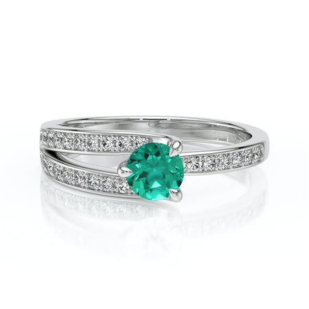 Solitaire accompagné émeraude et diamant Fou de toi - 5