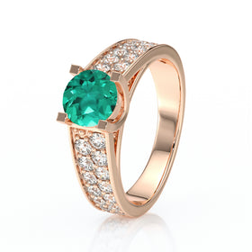 Solitaire accompagné émeraude diamant Fou de toi - 2