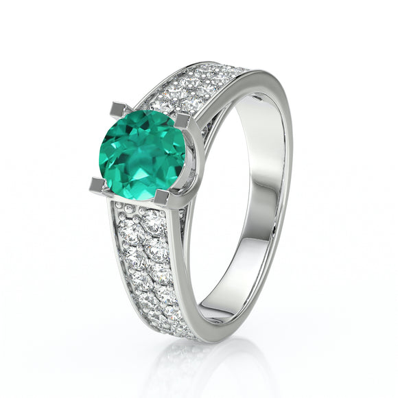 Solitaire accompagné émeraude diamant Fou de toi - 2