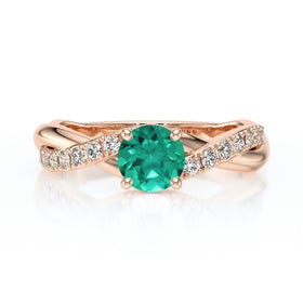 Solitaire accompagné émeraude diamant Fou de toi - 3