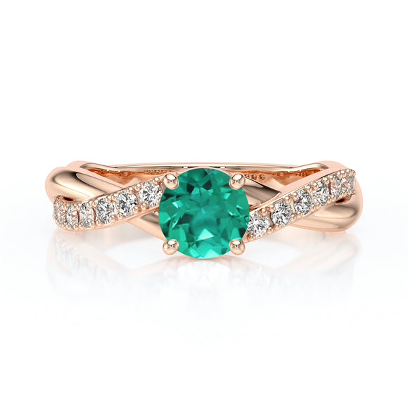Solitaire accompagné émeraude diamant Fou de toi - 3