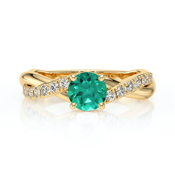 Solitaire accompagné émeraude diamant Fou de toi - 3