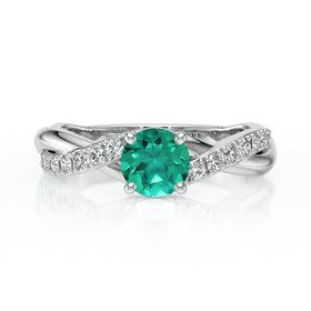 Solitaire accompagné émeraude diamant Fou de toi - 3