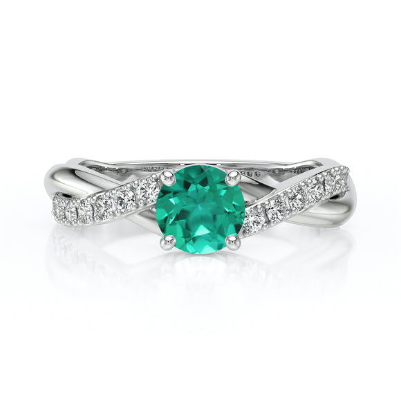 Solitaire accompagné émeraude diamant Fou de toi - 3