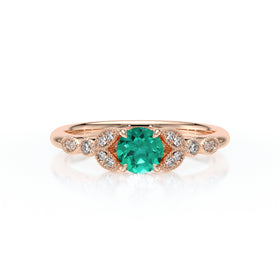 Solitaire accompagné émeraude diamant Fou de toi - 4