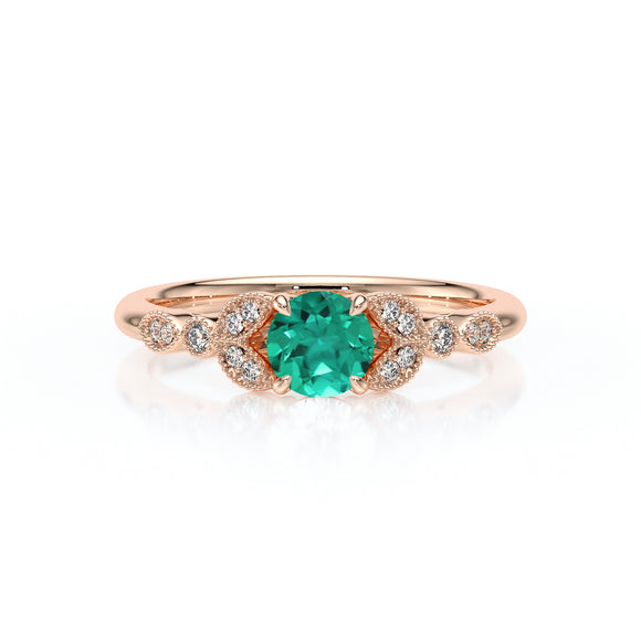 Solitaire accompagné émeraude diamant Fou de toi - 4