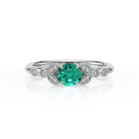Solitaire accompagné émeraude diamant Fou de toi - 4