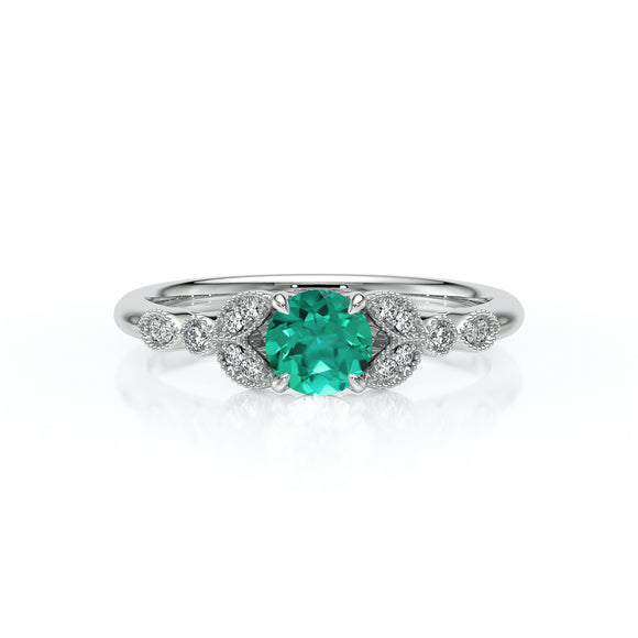 Solitaire accompagné émeraude diamant Fou de toi - 4