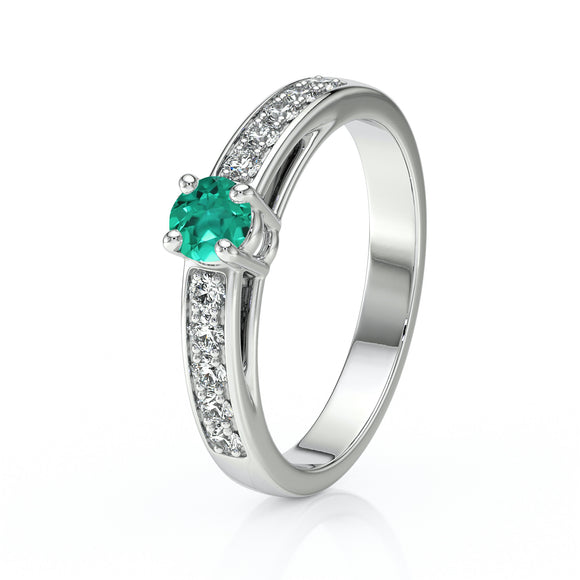 Solitaire accompagné émeraude et diamant Pluie d’étoiles - 3