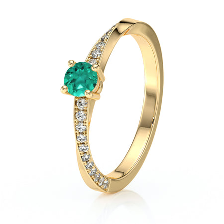 Solitaire accompagné émeraude et diamant Pluie d’étoiles - 6