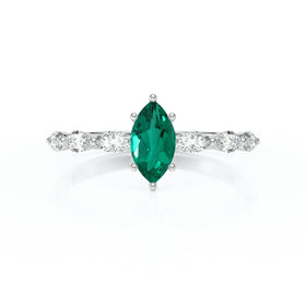 Solitaire accompagné émeraude diamant Solstice - 1