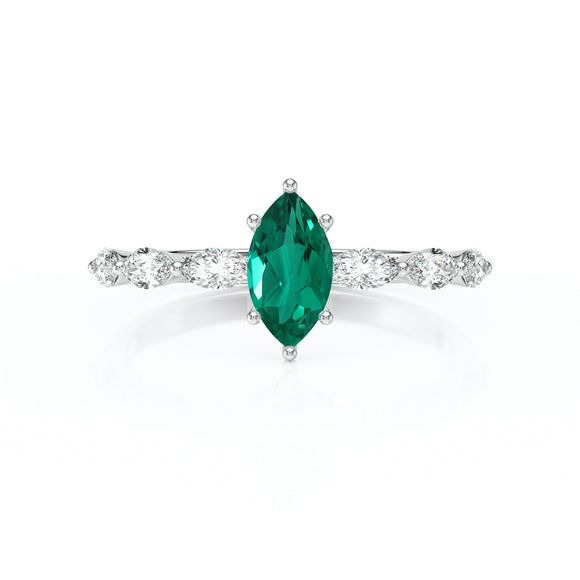 Solitaire accompagné émeraude diamant Solstice - 1