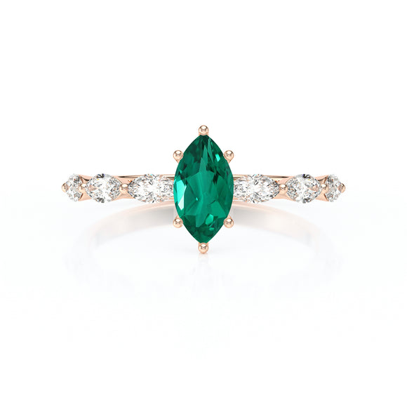Solitaire accompagné émeraude diamant Solstice - 1