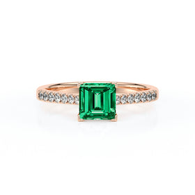Solitaire accompagné émeraude et diamant Divine Idylle - 27
