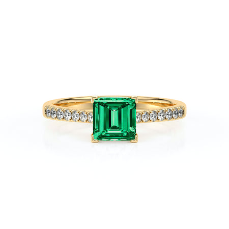 Solitaire accompagné émeraude et diamant Divine Idylle - 27