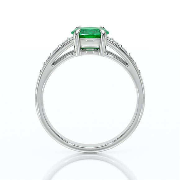 Solitaire accompagné émeraude et diamant Pluie d’étoiles - 16