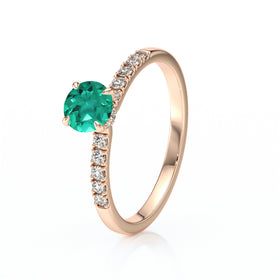 Solitaire accompagné émeraude et diamant Pluie d’étoiles - 17