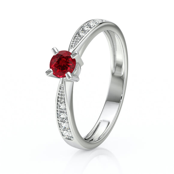 Solitaire accompagné rubis et diamant Destinée - 1