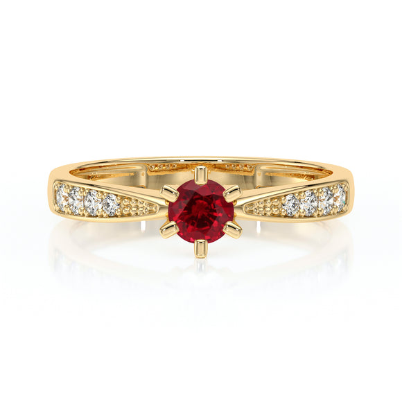 Solitaire accompagné rubis et diamant Destinée - 2