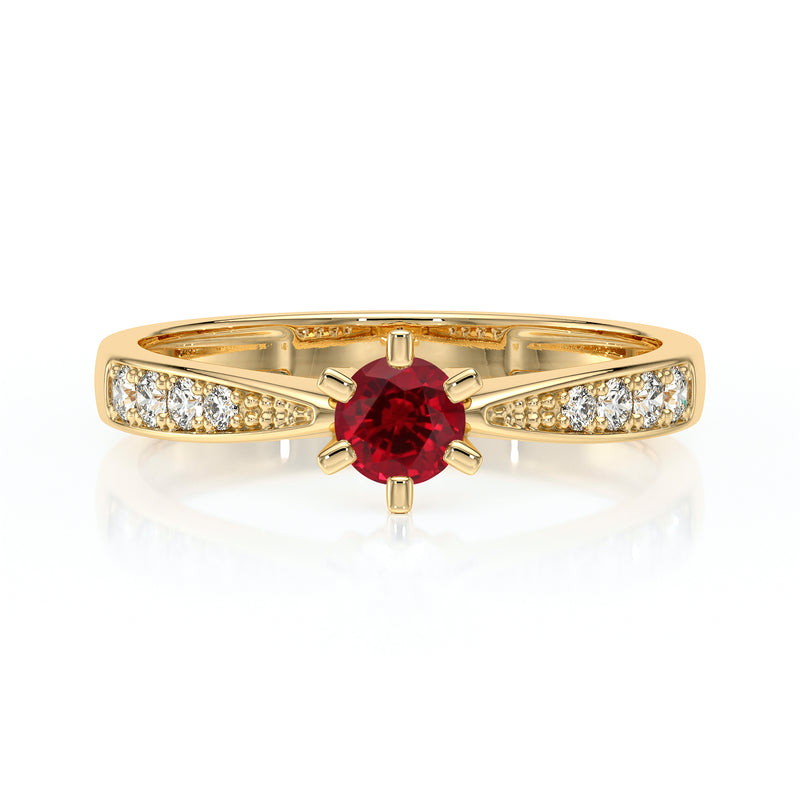 Solitaire accompagné rubis et diamant Destinée - 2