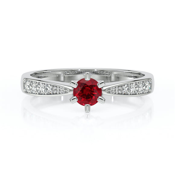 Solitaire accompagné rubis et diamant Destinée - 2