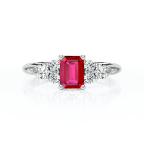 Solitaire accompagné rubis diamant Divine Idylle - 10