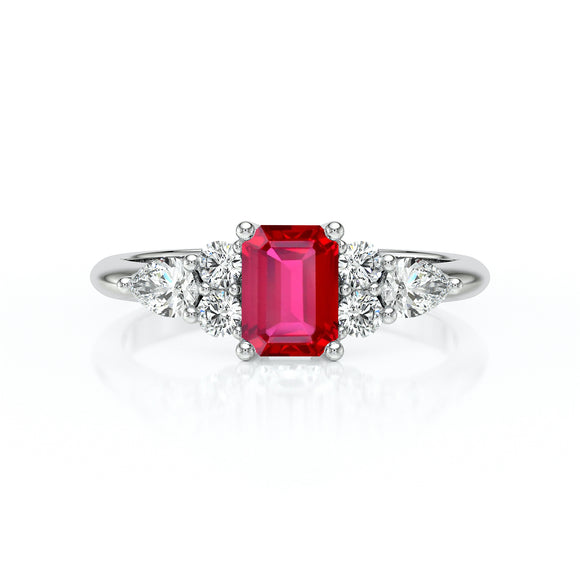 Solitaire accompagné rubis diamant Divine Idylle - 10