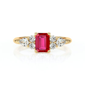 Solitaire accompagné rubis diamant Divine Idylle - 10