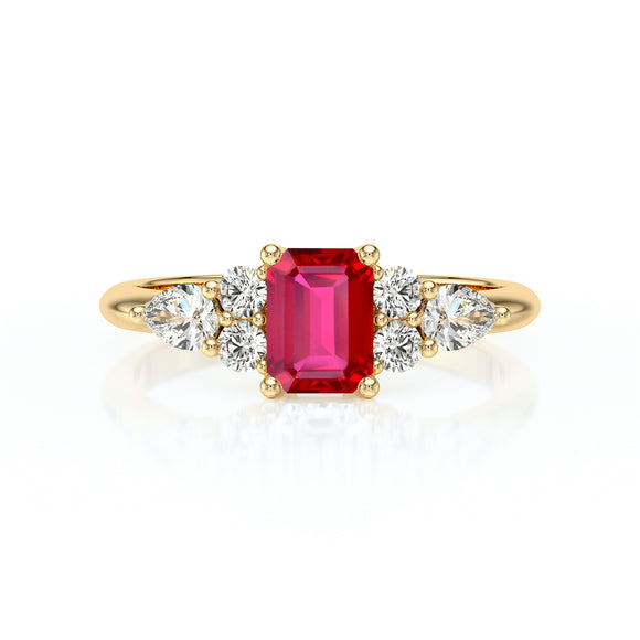 Solitaire accompagné rubis diamant Divine Idylle - 10