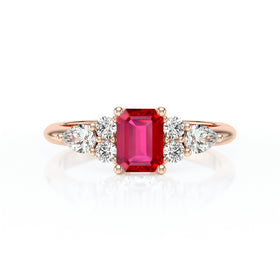 Solitaire accompagné rubis diamant Divine Idylle - 10