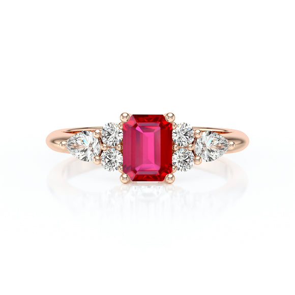 Solitaire accompagné rubis diamant Divine Idylle - 10