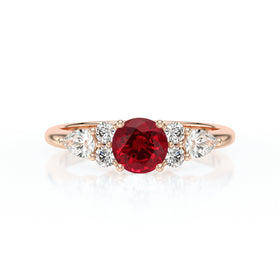 Solitaire accompagné rubis diamant Divine Idylle - 13