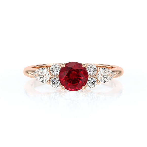 Solitaire accompagné rubis diamant Divine Idylle - 13
