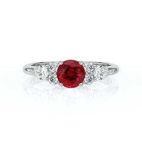 Solitaire accompagné rubis diamant Divine Idylle - 13