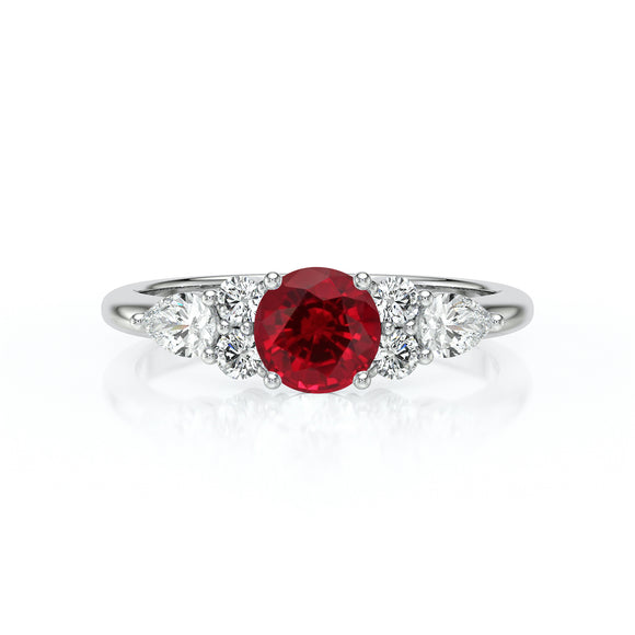 Solitaire accompagné rubis diamant Divine Idylle - 13