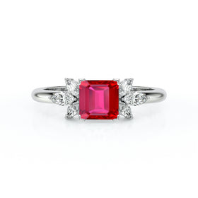 Solitaire accompagné rubis diamant Divine Idylle - 15