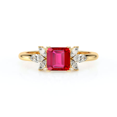 Solitaire accompagné rubis diamant Divine Idylle - 15
