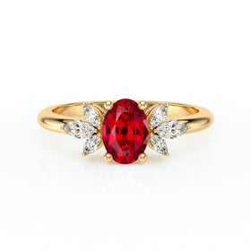 Solitaire accompagné rubis diamant Divine Idylle - 16